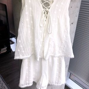 Moon River White Detailed Romper